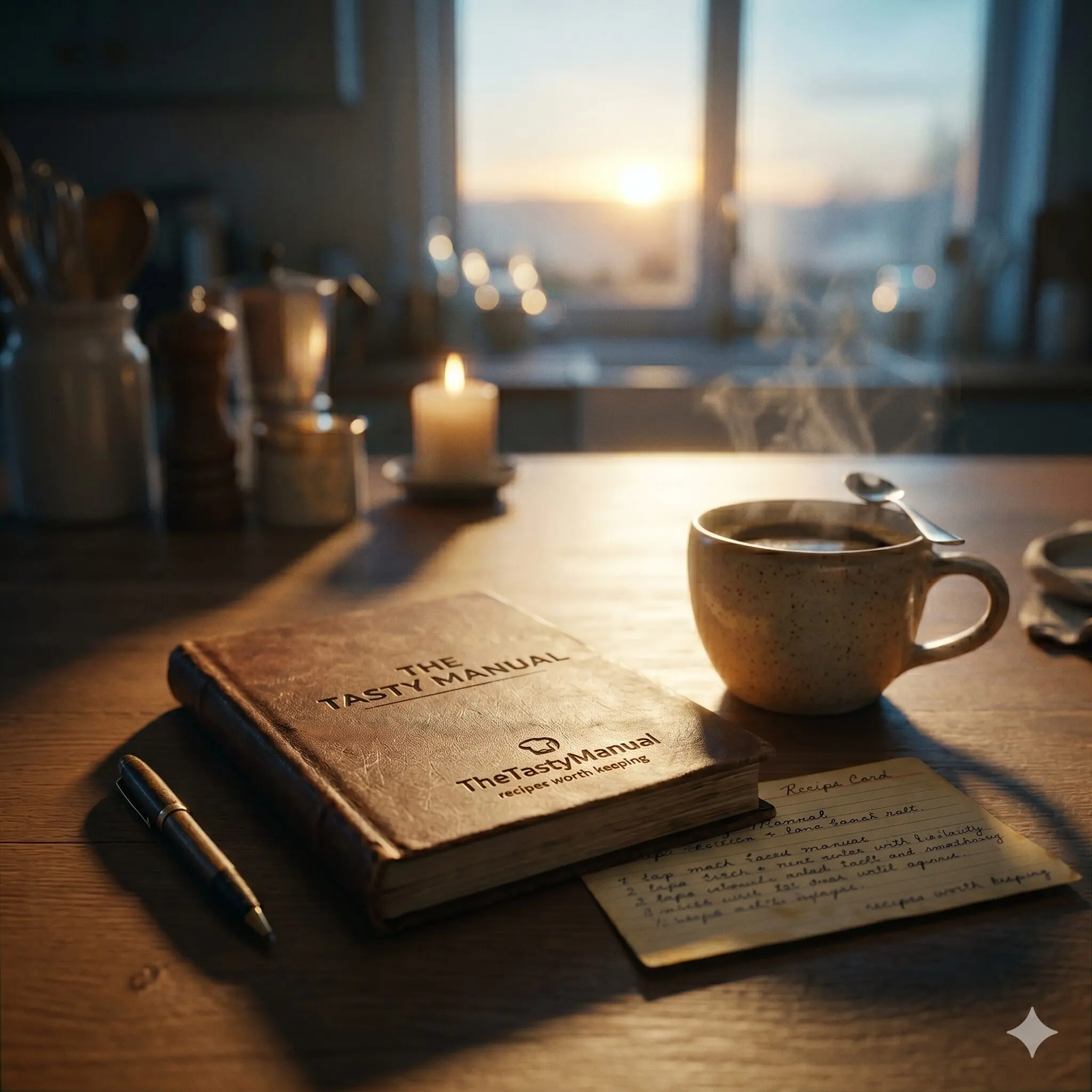 A styled tabletop with fresh ingredients and finished dishes